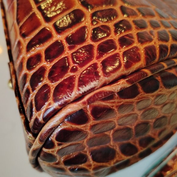 Dooney and Bourke Florentine Collection Satchel - Brown Leather Alligator Print - Picture 6 of 10